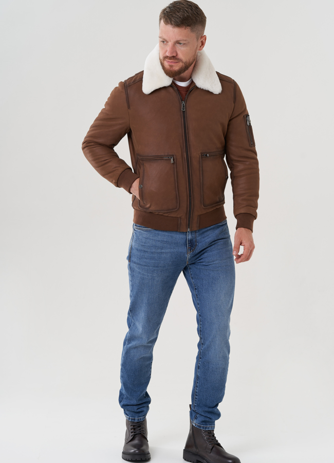 Мужская куртка из натуральной кожи  модель № 82298 универмаг малина