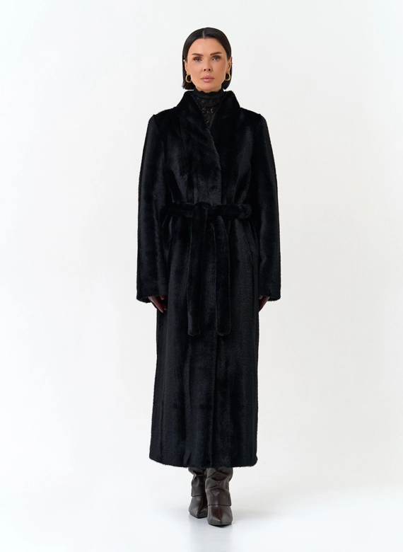 Длинная шуба из эко меха фото