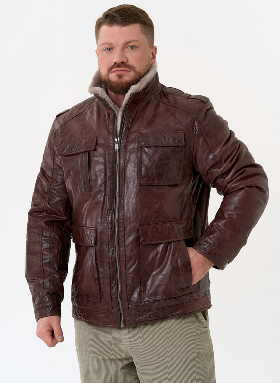 Куртка из натуральной кожи коричневого цвета