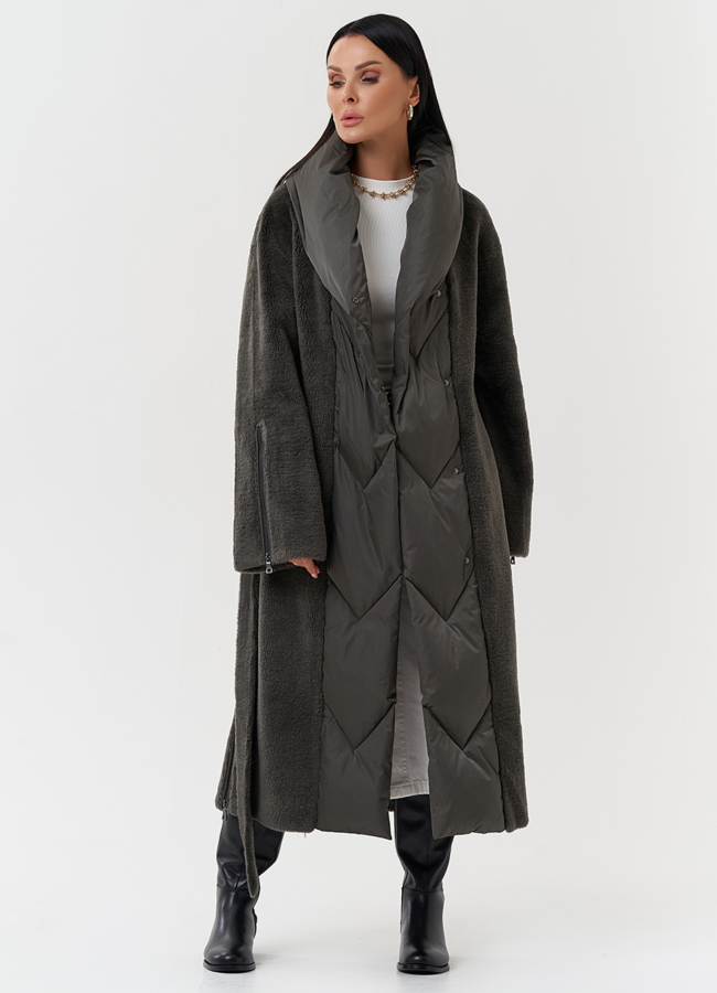 Комбинированное пальто на утеплении модель № 28539 универмаг малина