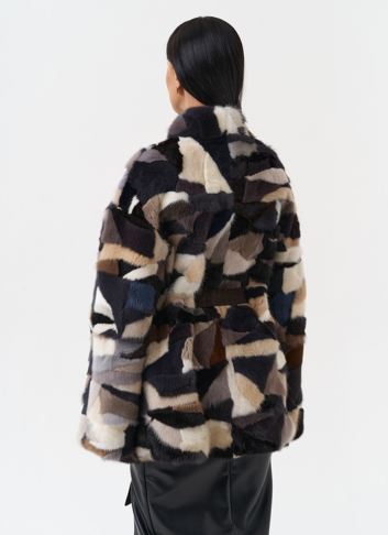 Шуба из меха норки с поясом