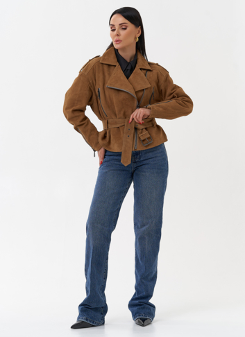 Куртка из замши с поясом