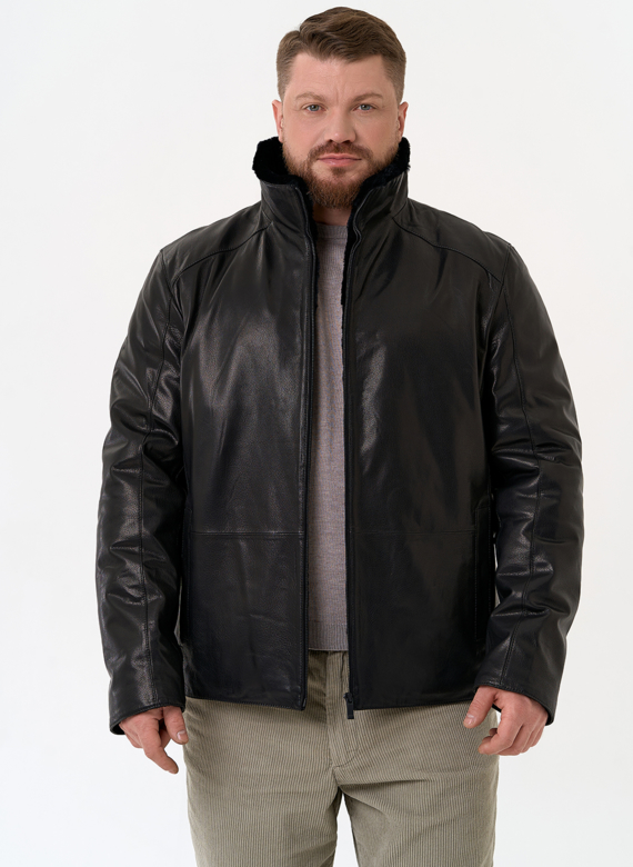 Мужская дубленка черного цвета