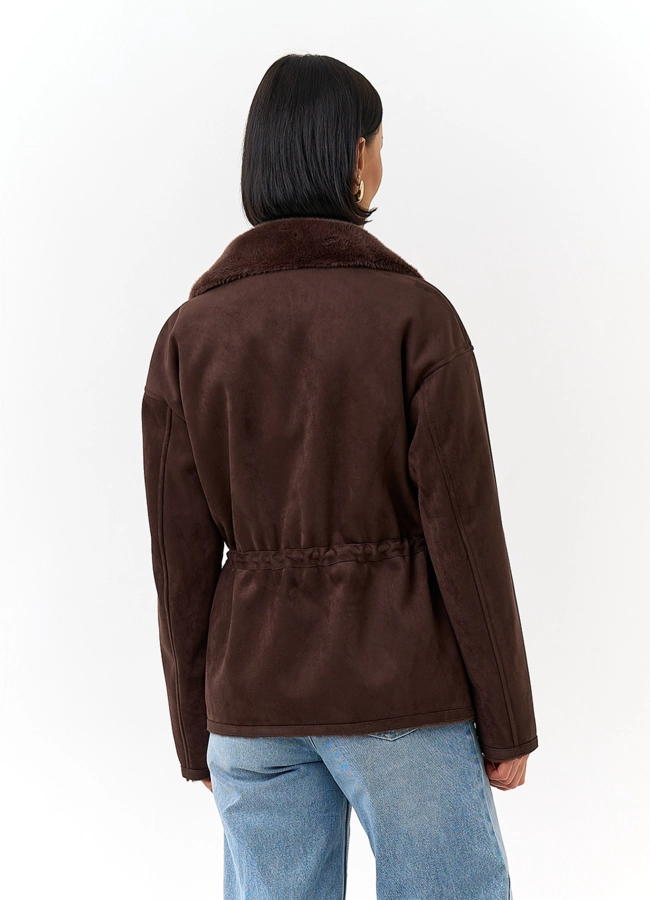 фото Женская дубленка из эко замши модель № 32792