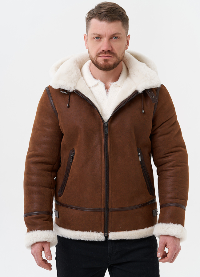 Мужская дубленка модель № 29053 меха малина