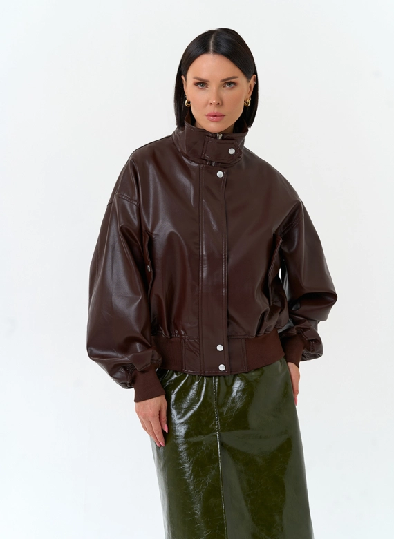 Женская куртка бомбер из эко кожи