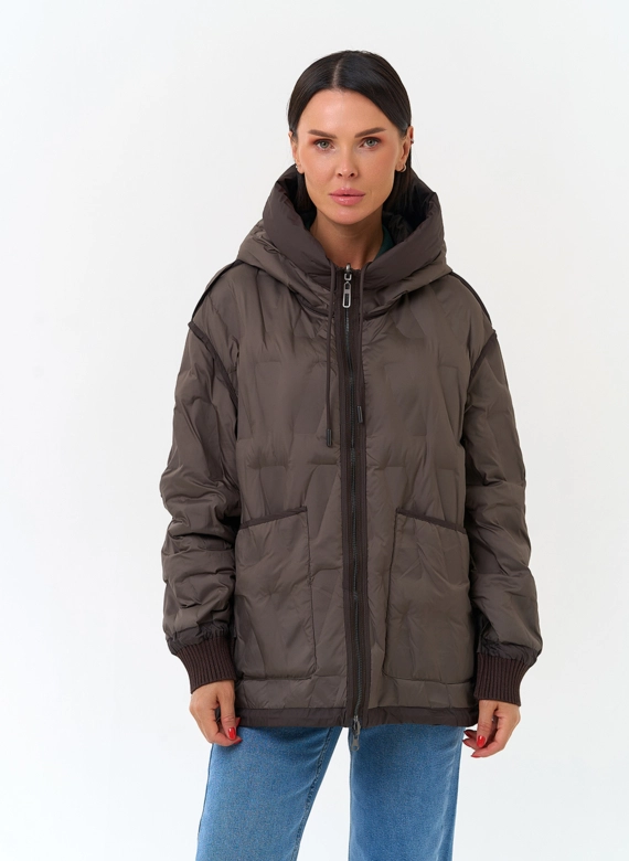 Женская двухстороняя куртка с капюшоном фото