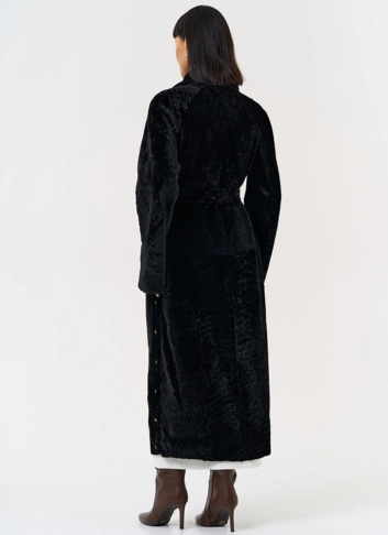 Женская двухсторонняя дубленка с английским воротником фото