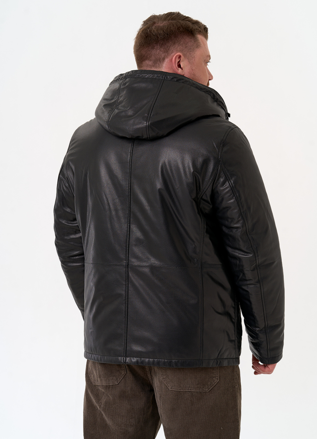 фото Куртка из натуральной кожи с капюшоном модель № 31422