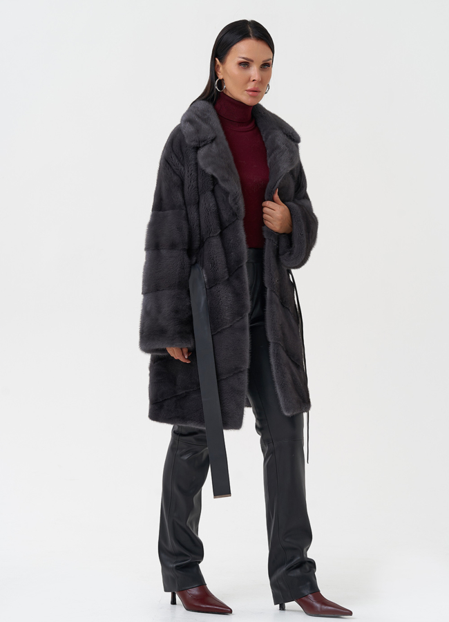 Норковая шуба с английским воротником модель № 28121 универмаг малина