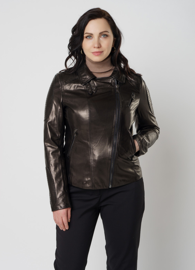 Кожаная куртка - косуха модель № 10634 универмаг малина