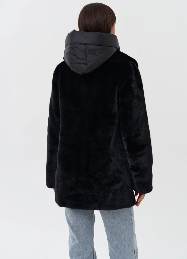 Куртка из эко меха с капюшоном модель № 27748 универмаг малина
