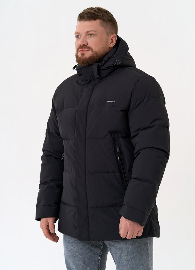 Мужской пуховик черного цвета с капюшоном модель № 31452 в рассрочку